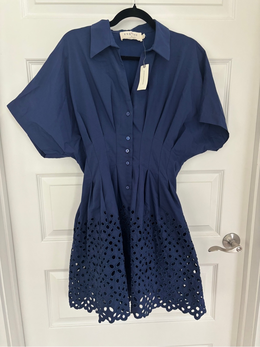 Anthropologie Exquise Deep Navy Collared Shirt